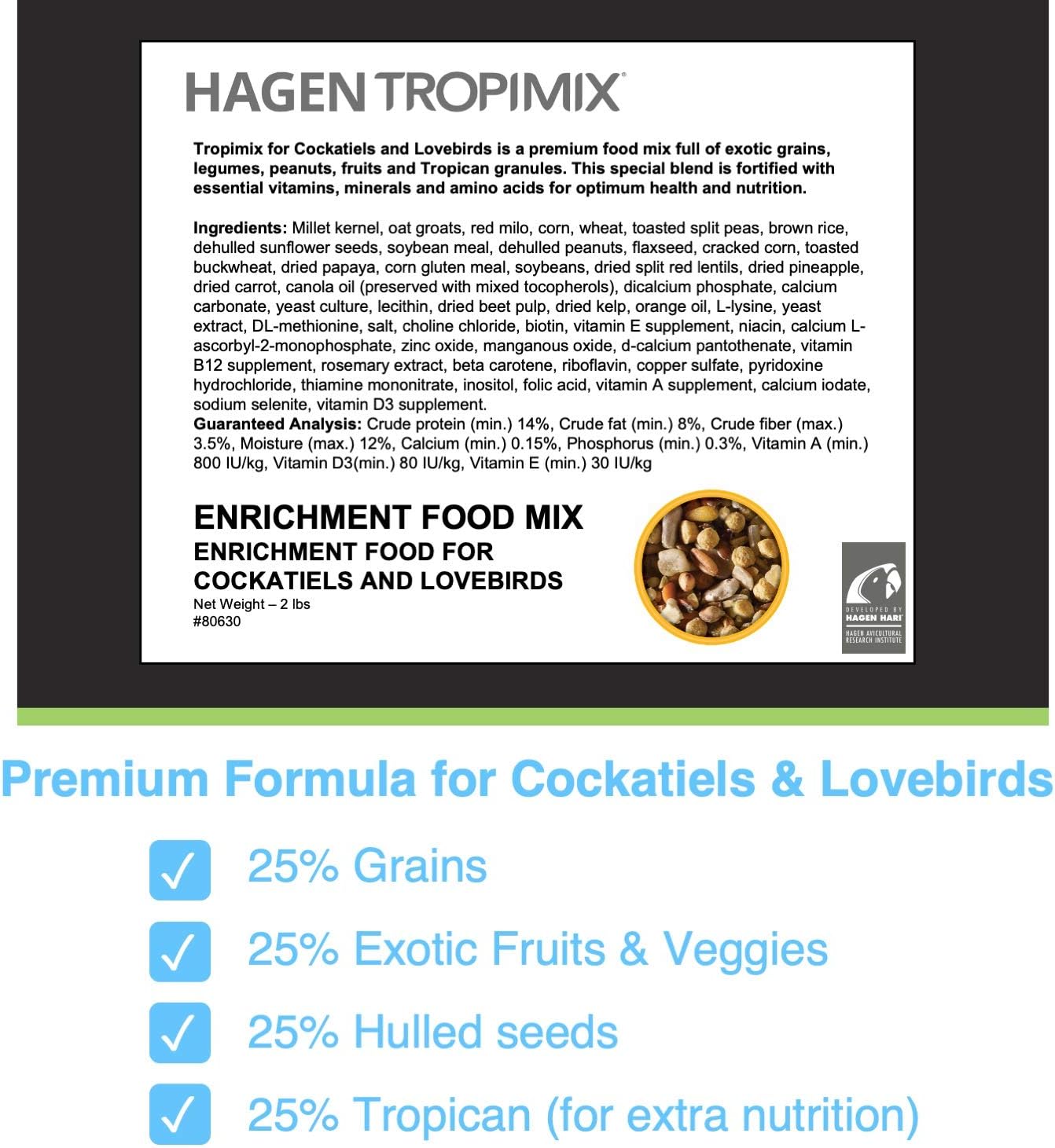 HARI Tropimix Enrichment Food for Cockatiels & Lovebirds