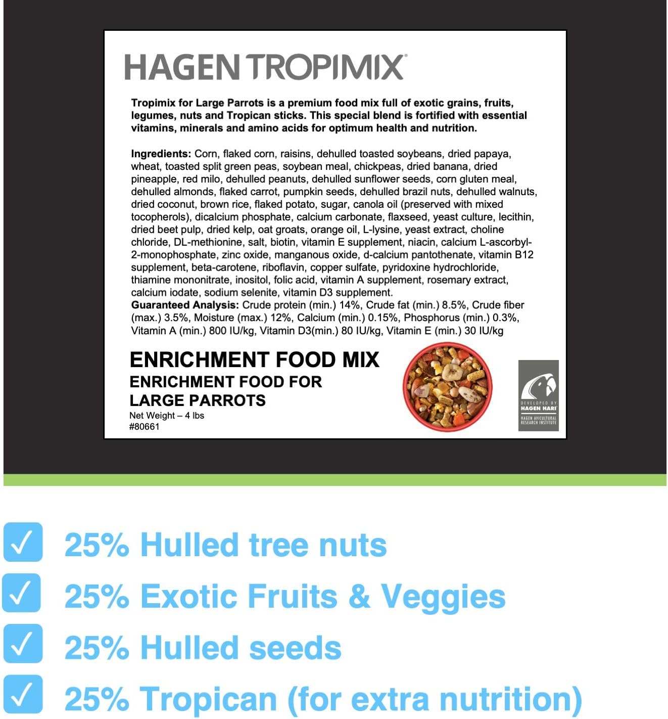 HARI Tropimix Enrichment Food for Large Parrots