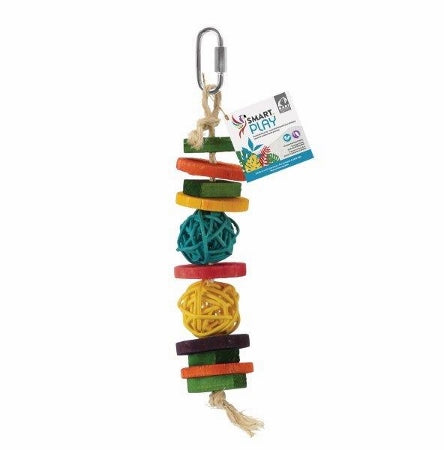 HARI Smart.Play Enrichment Parrot Toy, Wicker Wood Fun