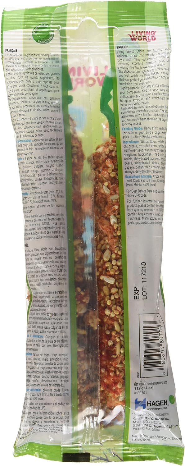 Living World Cockatiel Treat Sticks, Honey Flavour