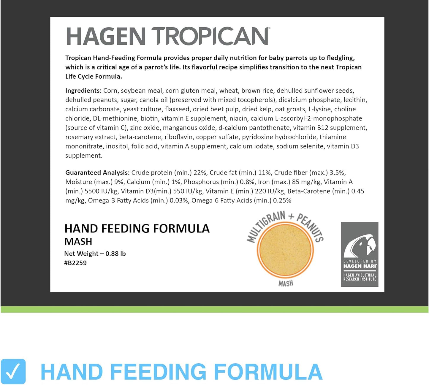 HARI Tropican Hand-Feeding Formula Parrot Food