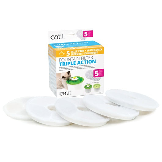 Catit Triple Action Fountain Filter - 5 pack