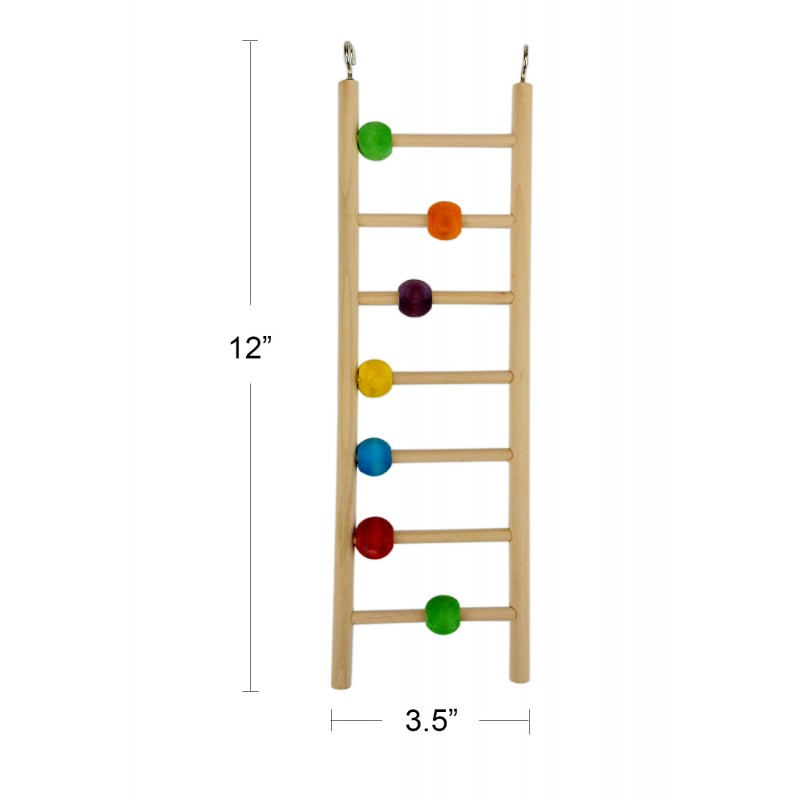 WOODEN BIRD LADDER WITH BEADS 7 STEPS
