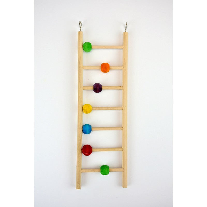 WOODEN BIRD LADDER WITH BEADS 7 STEPS