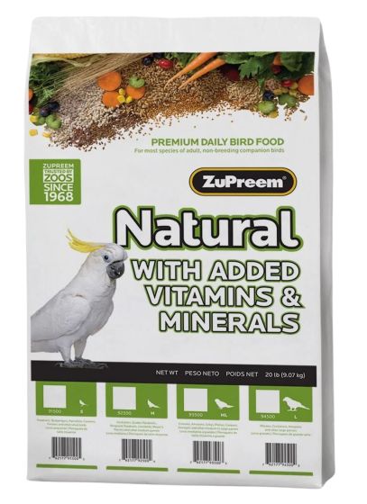 ZuPreem Natural with Added Vitamins, Minerals, Amino Acids for Medium Birds
