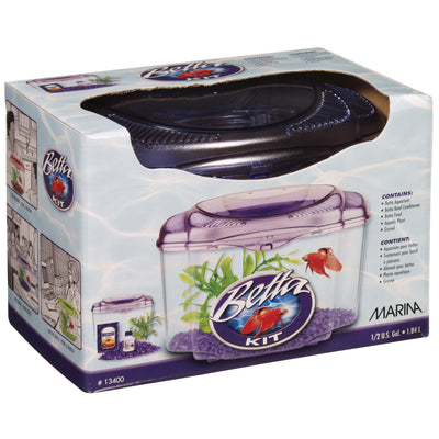 Marina Plastic Betta Kit - Purple - 1.89 L (0.5 U.S. gal)