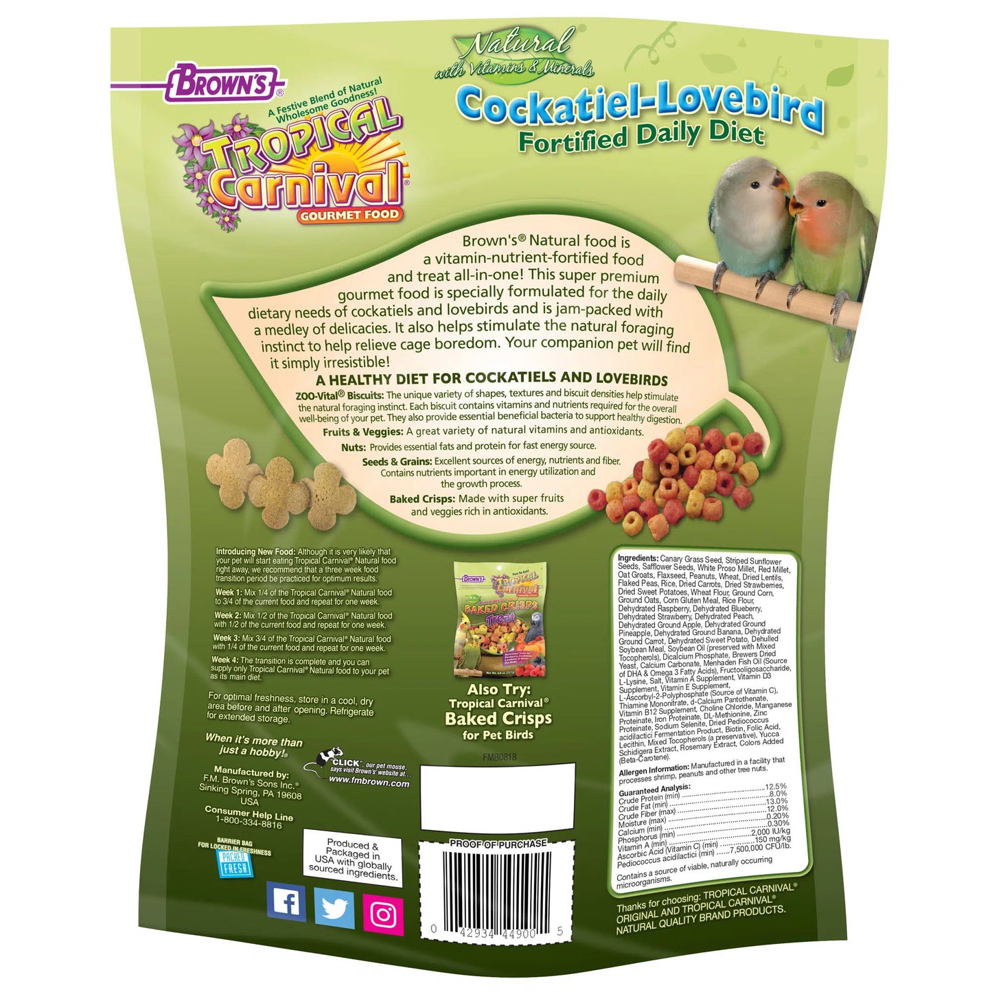 Tropical Carnival® Natural Cockatiel-Lovebird Fortified Daily Diet
