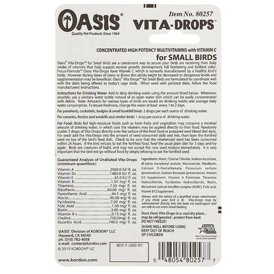 Oasis® Vita-Drops™ High Potency Small Bird Daily Multivitamins