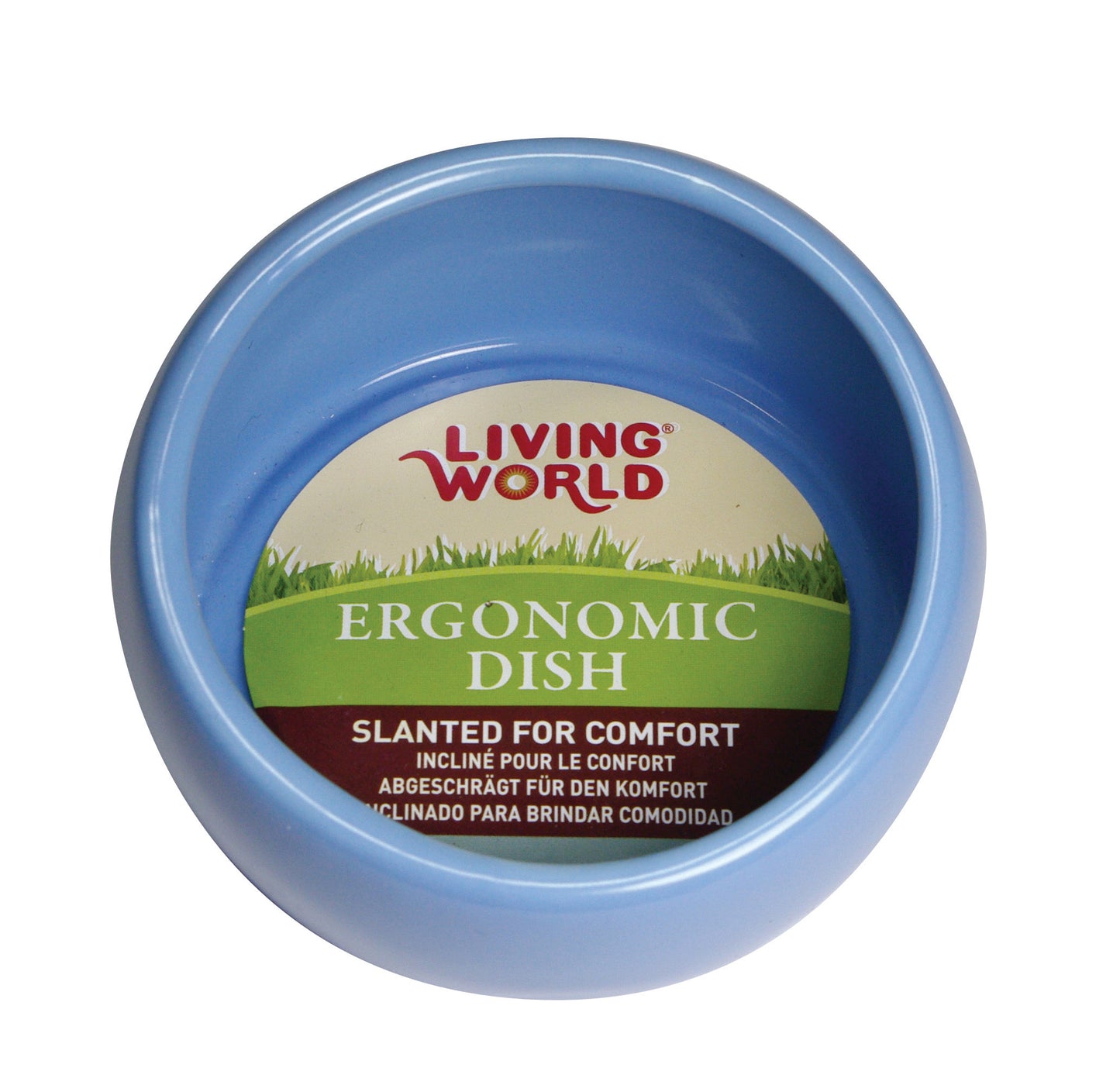 Living World Ergonomic Dish - Large - 420 mL (14.78 oz) - Blue/Ceramic