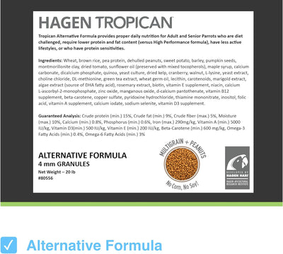 HARI Tropican Alternative Formula Parrot Food, 4 mm Granules