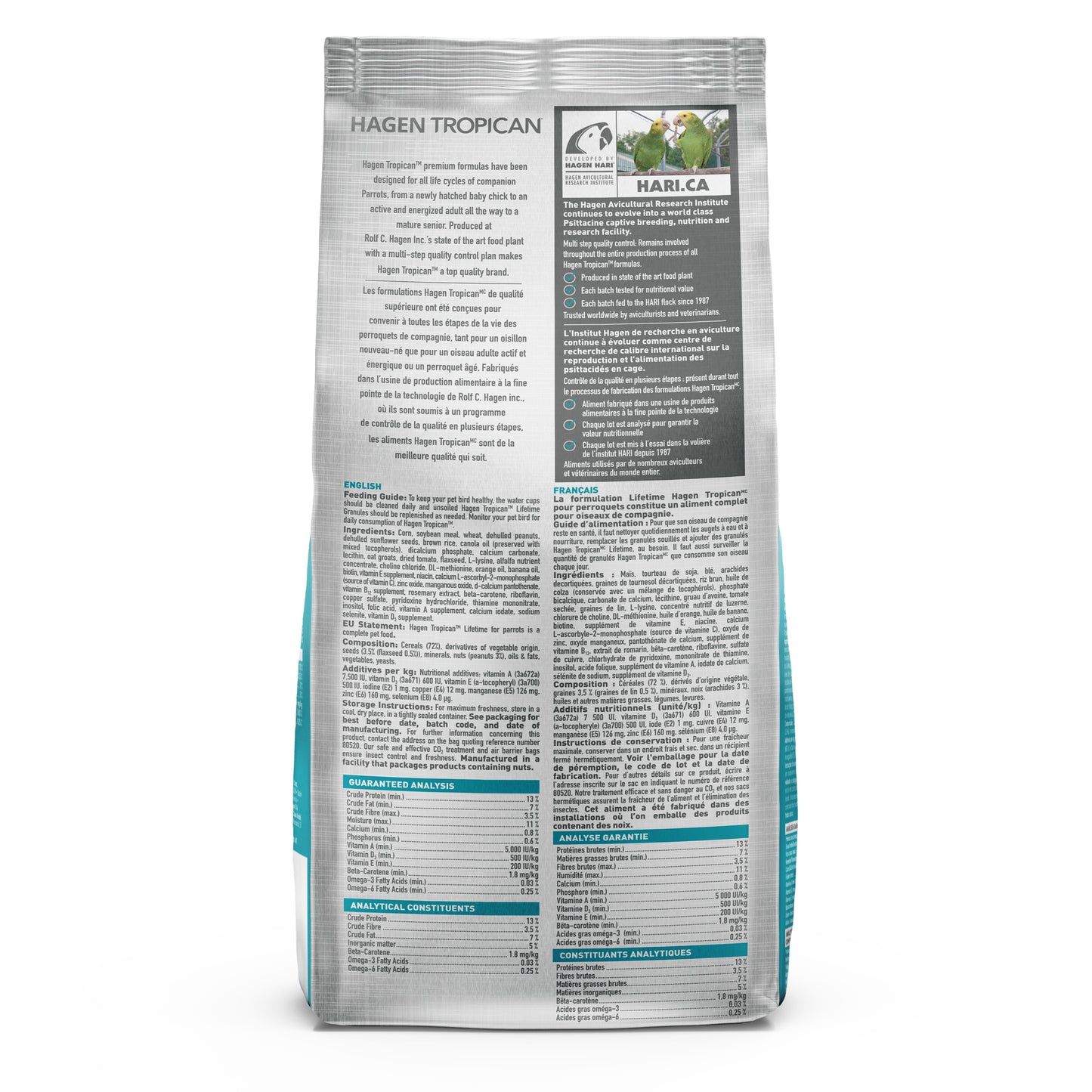 HARI Tropican Lifetime Formula Parrot Food, 2 mm Granules