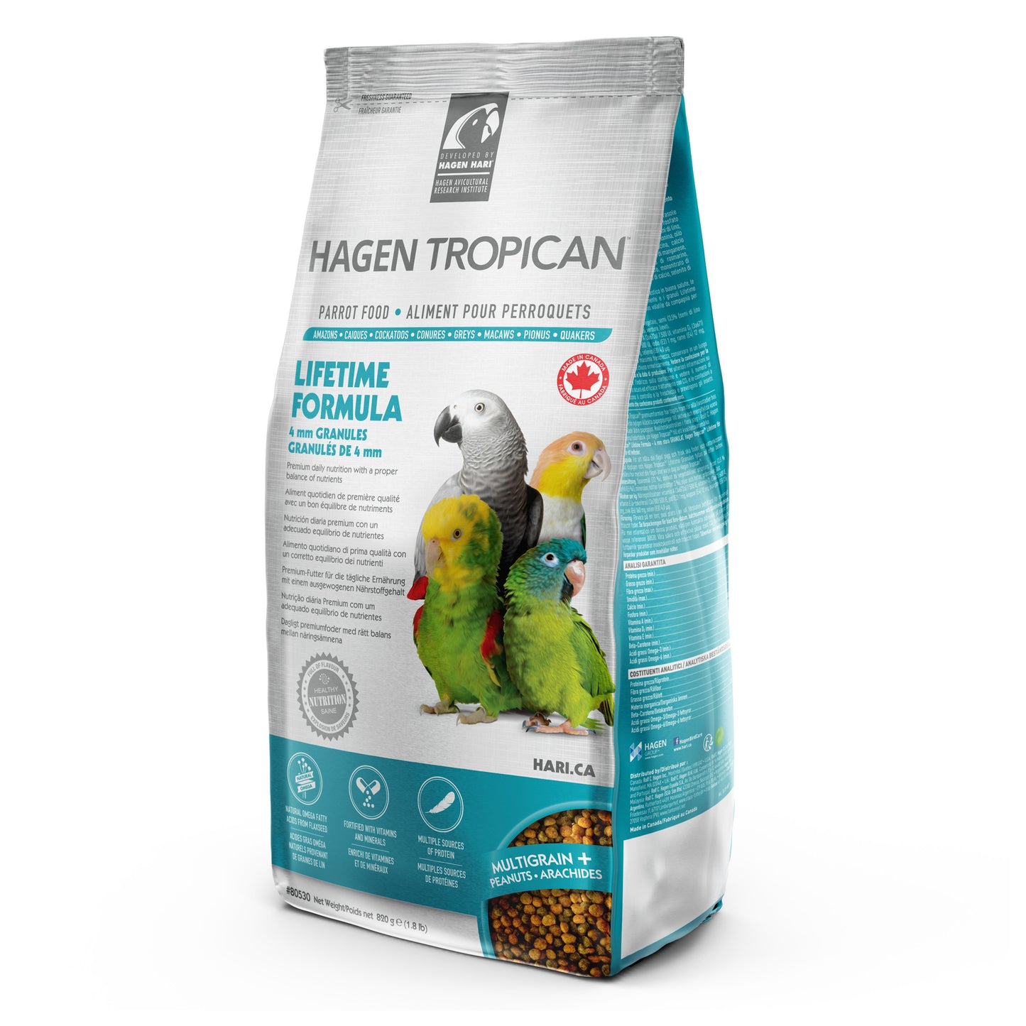 HARI Tropican Lifetime Formula Parrot Food, 4 mm Granules