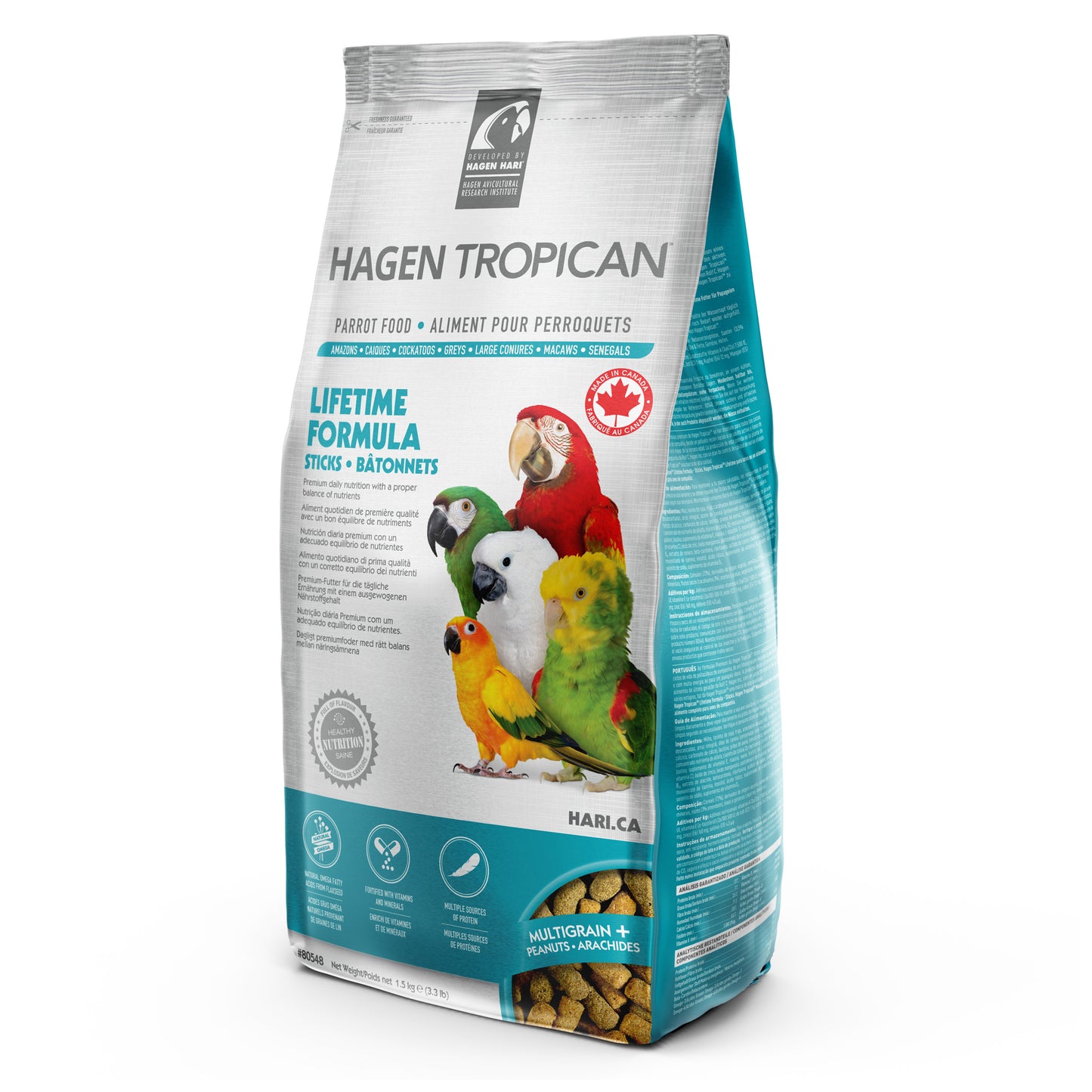 HARI Tropican Lifetime Formula Parrot Food Sticks