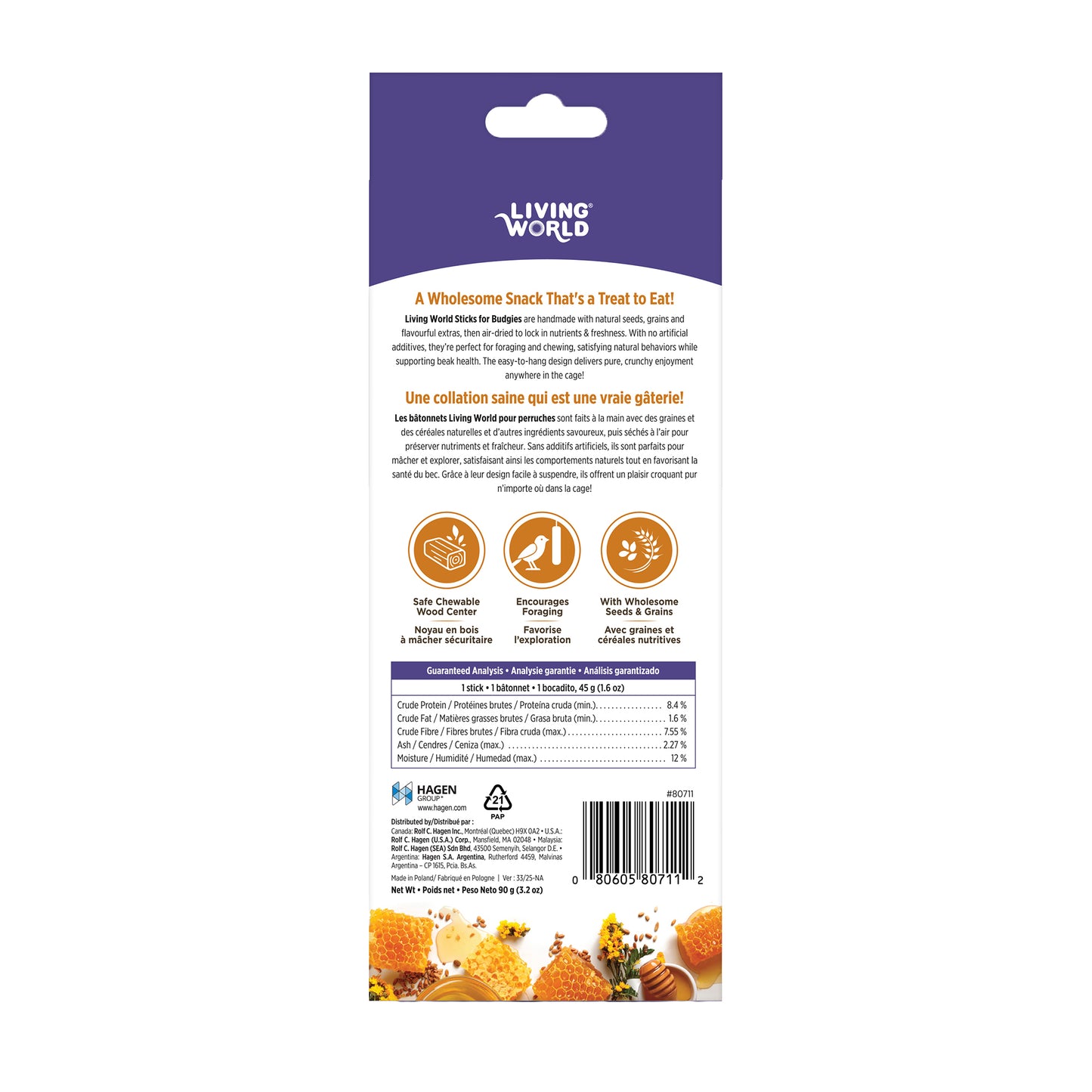 Living World Sticks - Budgie Treat - Honey Drizzle