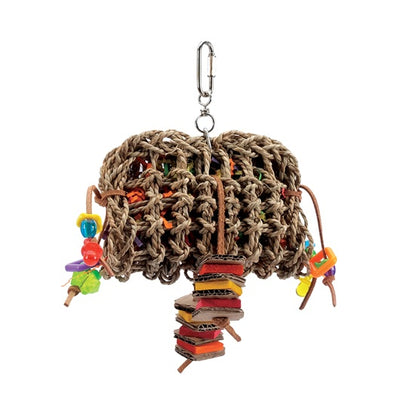 Living World Tropical Trove Foraging Pouch with Wood for medium birds