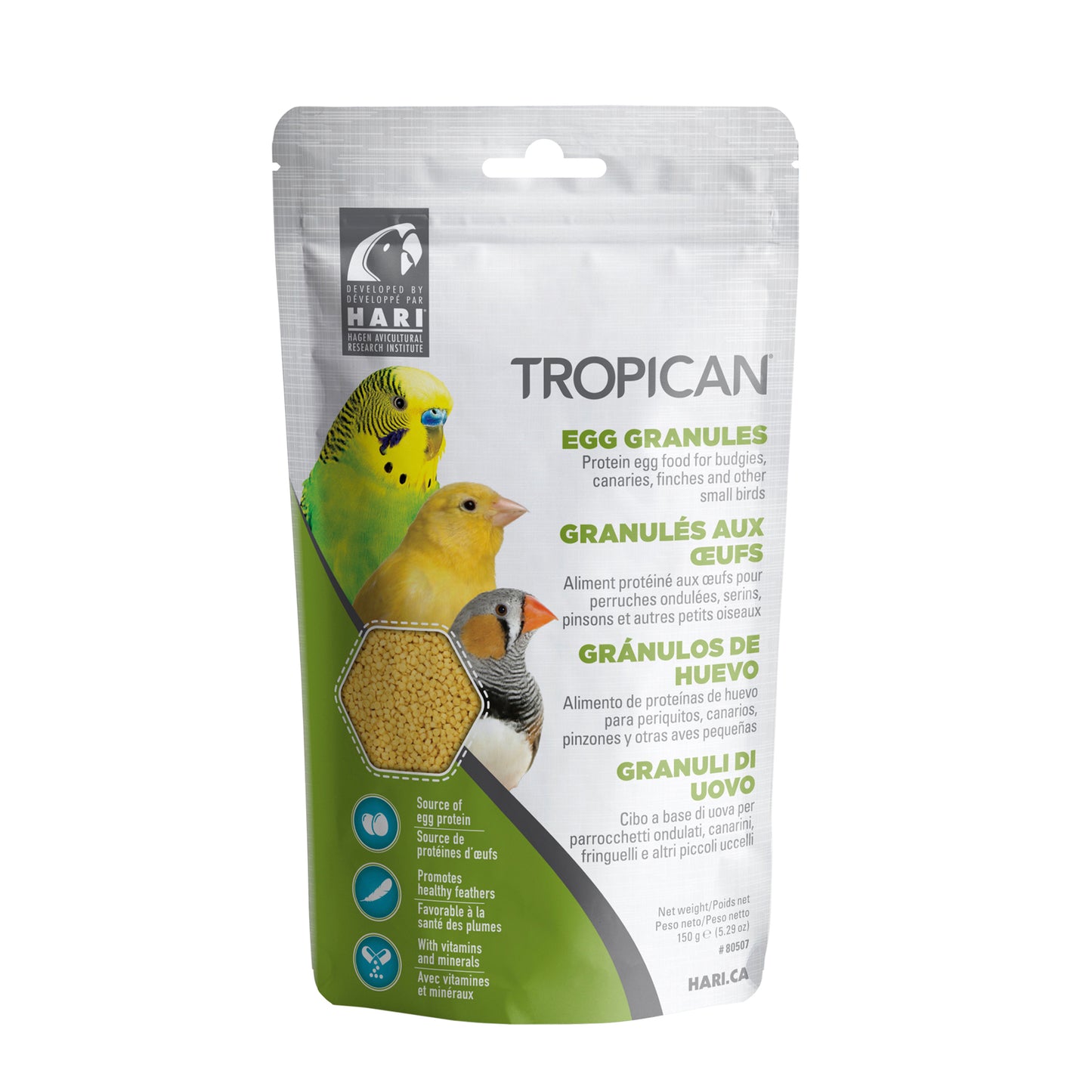 HARI Tropican Egg Granules - 150 g (5.29 oz) (Budgie, Canary, Finch)