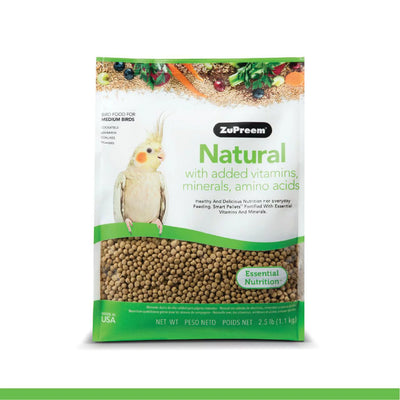ZuPreem Natural with Added Vitamins, Minerals, Amino Acids for Medium Birds