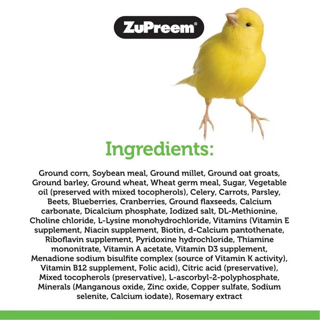 - ZuPreem Natural with Added Vitamins, Minerals, Amino Acids for Small Birds